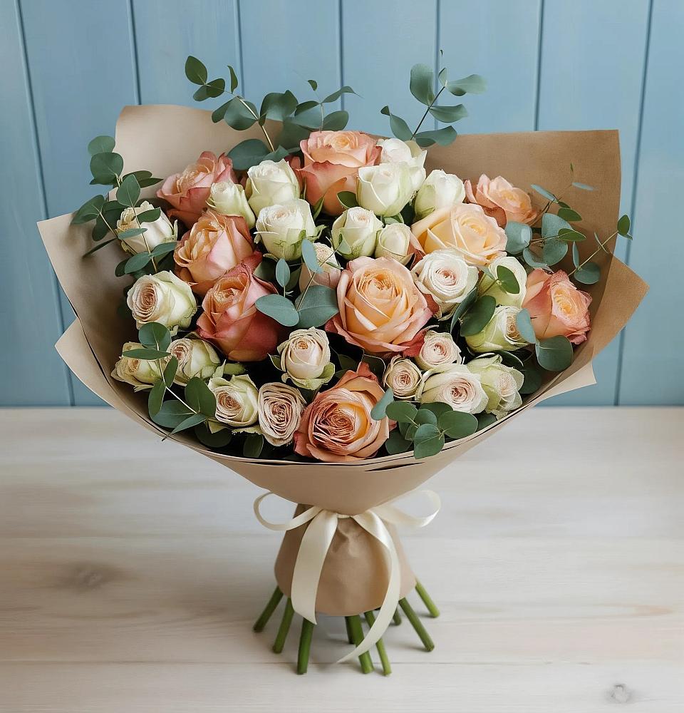 Букет цветов из: Альстромерии и Розы в Свободе